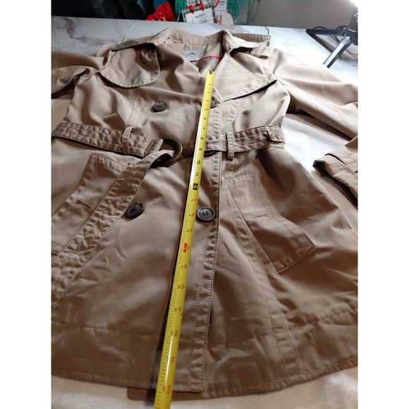 Worthington womens double-breasted Clasic trench coat beige/khaki color Sz Small - Picture 10 of 16